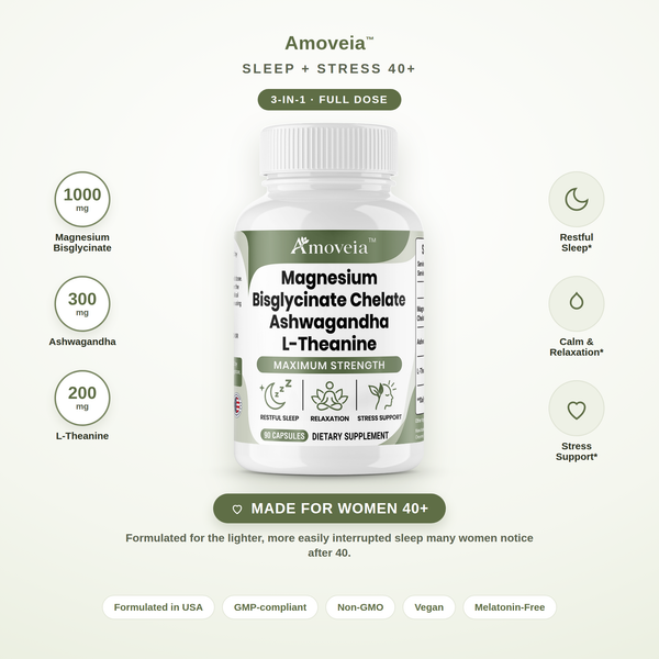 Sleep + Stress 40+ — Magnesium Bisglycinate, Ashwagandha & L-Theanine